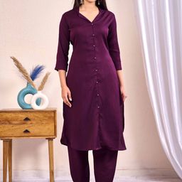 Nayo Shirt Collared Tunic With Trousers-56