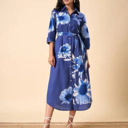 Marigold Lane Blue Cotton Regular Fit Printed Dress-image-45