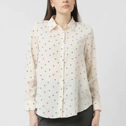 Van Heusen Beige Regular Fit Printed Shirt-image-81