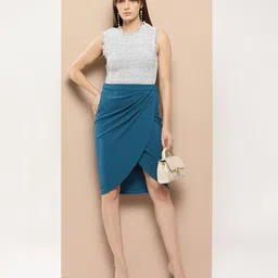 Chemistry Tulip Hem Above Knee Wrap Skirt-image-27
