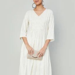 Melange by Lifestyle Off White Embroidered Kurta-picture-16