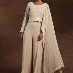 Libas Beige Embroidered Georgette Co-Ords-image-41
