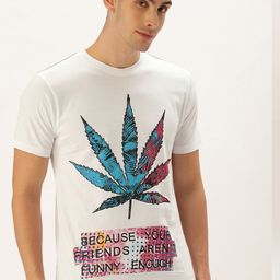ARISE Men White Printed Round Neck Bio-Finish Pure Cotton T-shirt-image-8
