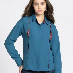 SHAYE Teal Printed Shirt-image-96