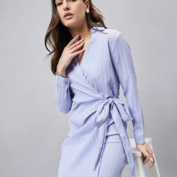 Style Quotient Blue Striped Wrap Dress-image-32