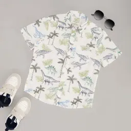 Pantaloons Junior Boys Brilliant White Cotton Printed Shirt-picture-49