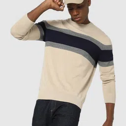 GAP Men Stripes Round Neck Pullover Sweaters-image-7