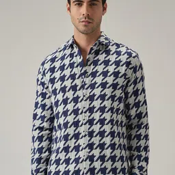 Banana Club Men Herringbone Jacquard Cotton Casual Shirt-image-73