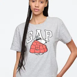 GAP Snoopy Printed Pure Cotton Slim Fit Round Neck T-Shirt-image-7