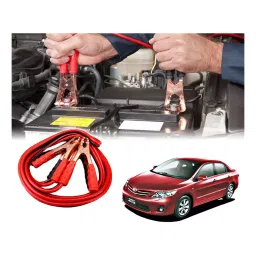 Auto Pearl 2.29 m (7.5 Ft) 500 A Heavy Duty Booster Anti Tangle Battery Jumper Cable for Toyota Corolla Altis (Pack of 2)-88