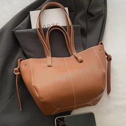 LULU & SKY PU Oversized Shopper Satchel With Fringed-image-85