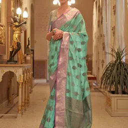 ODETTE Ethnic Motifs Woven Design Zari Saree-picture-29