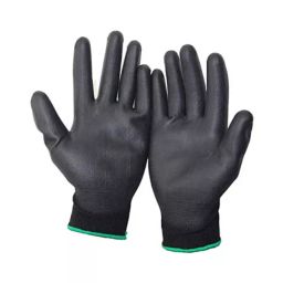 GENERIC Free Size Size Black Color PU Coated Hand Gloves for Industrial Usage; Pack of 3 pairs-13