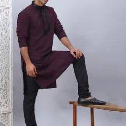 Jompers Men Ethnic Motifs Embroidered Regular Sequinned Kurta with Pyjamas image 1