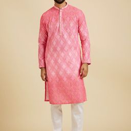 Manyavar Ethnic Motifs Printed Mandarin Collar Straight Kurta With Pyjamas-picture-43