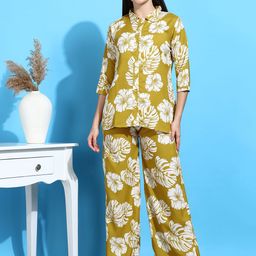 Moda Rapido Floral Printed Shirt Collar Shirt & Trousers-picture-20