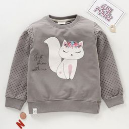 Ollypop Full Sleeves Sweatshirt Kitty Print - Grey-image-29