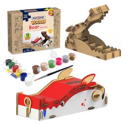 Webby DIY Animal Themed Boar Wooden Pencil Box - Multicolour-33