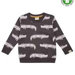 Turtledove London Full Sleeves Organic Cotton Sweatshirt Crocodile Print - Charcoal-picture-15