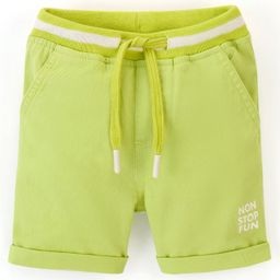 Babyhug Cotton Spandex Mid Thigh Length Shorts Text Print- Lime Green-image-36