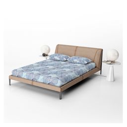 Divine Casa Double Bed Cotton Fitted Bedsheet With 2 Pillow Cover - Iris Blue-24
