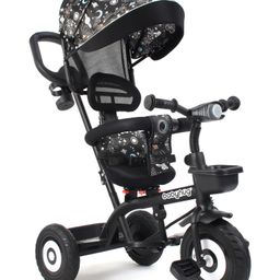 Babyhug Tricycle with Air Wheel Canopy & Parental Handle - Black-19
