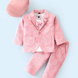 Robo Fry  Full Sleeves T-Shirt & Trouser with Hat & Blazer Geometric Print - Peach-picture-45
