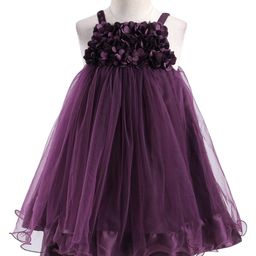 Babyhug Woven Singlet Sleeve Fit and Flare Party Frock with Floral Applique - Wine-image-71