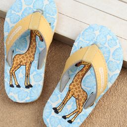 Cute Walk by Babyhug Slip On Flip Flops with Giraffe Print - Blue-image-70