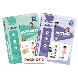 Clapjoy Double Sided Flash Cards for Kids Combo  (Alphabet & Action Words)-picture-21