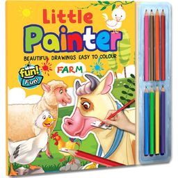 Hello Friend Books Little Painter Colouring Set: Farm - Large Size Colouring Book with Beautiful Drawings and Colour Pencils-13