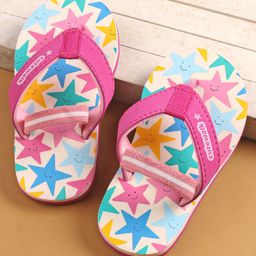 Cute Walk by Babyhug Flip Flops With Back Strap Closure Star Print  - Pink-image-93
