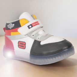 Lil Lollipop Colour Blocked LED Shoes- Red-picture-9