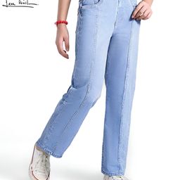 Arias Denim Cotton Stretch Jeans Front Cut & Sew Seam Embellished - Dark Wash-image-99