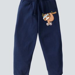 KAVEE Pure Cotton Sloth Printed Bio Washed Joggers - Navy Blue-picture-28