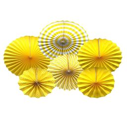 Decor Mantra flower shape homedecoartion paper fan for birthday , baby shower- Yellow - Pack of 6-image-98