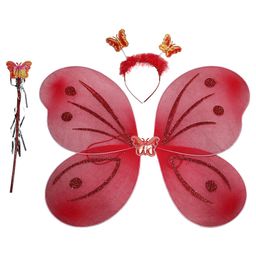 Kaku Fancy Dresses Fairy Theme Butterfly Costume Set - Red-image-10