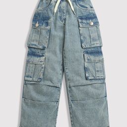 Tiny Girl Denim Mild Washed Cargo - Light Blue-image-98