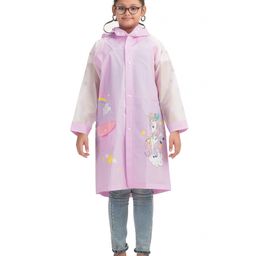 Yellow Bee Unicorn Designed Raincoat With Attached School Bag Space - Purple-image-17