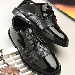 Stefens Textured Lace Ups Oxford Shoes - Black-image-90