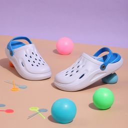 TRUFFLE COLLECTION Colour Blocked Perforated Clogs - Blue-83