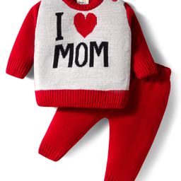 Doodle Poodle Knitted Full Sleeves Pullover Sweater Set With Jacquard Knit Design - Grey & Red-picture-39