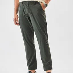 Snitch Men Dark Green Mid-Rise Slim Fit Chinos-picture-3
