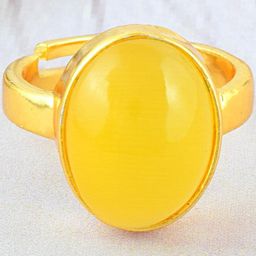 MEMOIR Brass Gold Plated Cats Eye Finger Ring-53