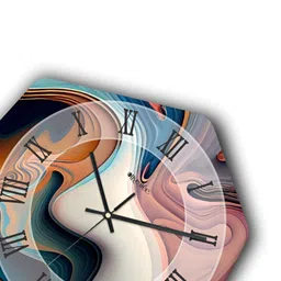 OLIVE TREE Blue & Mauve Printed Geometric Wall Clock image 2