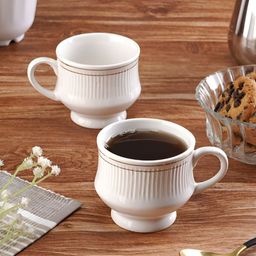 Aura White Solid Ceramic Glossy Mugs Set of Cups and Mugs-15