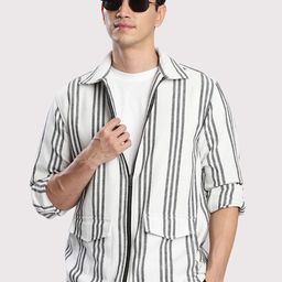 IVOC Men Striped Open Front Jacket-2