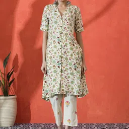 Sangria Floral Printed A-Line Kurta & Trousers-picture-25