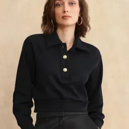 RAREISM Black Cotton Blend Solid Long Sleeves Sweatshirt-picture-13