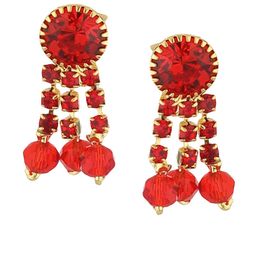 FirstBlush Gold-Plated Artificial Stones Studded Contemporary Drop Earrings-image-8